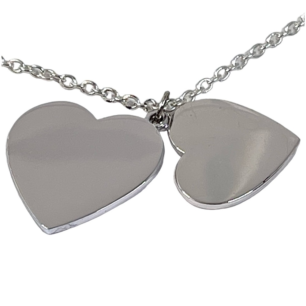 ❤️ Double Silver Heart Pendant Necklace - Picture 2 of 8